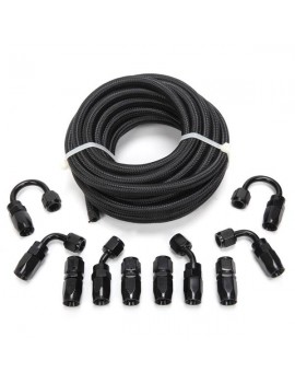 4AN 20-Foot Universal Black Fuel Pipe   10 Black Connectors