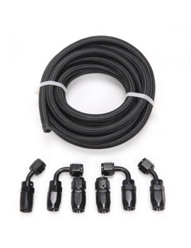 4AN 12-Foot Universal Black Fuel Hose   6 Black Connectors