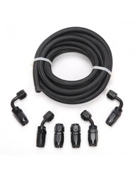 4AN 12-Foot Universal Black Fuel Hose   6 Black Connectors