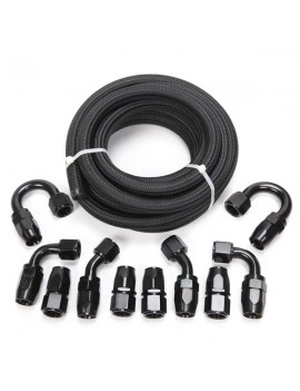 10AN 16-Foot Universal Black Fuel Pipe   10 Black Connectors
