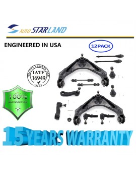 12pc Control Arm Ball Joint Sway Bar Tie Rod Kit for Silverado HD - 8-Lug ONLY - 15 YR WARRANTY