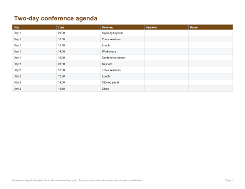Preview of the first page of Two-day agenda (DOCX/PDF)