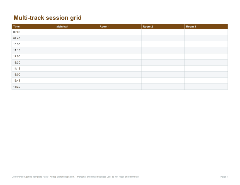 Preview of the first page of Multi-track grid (XLSX/PDF)